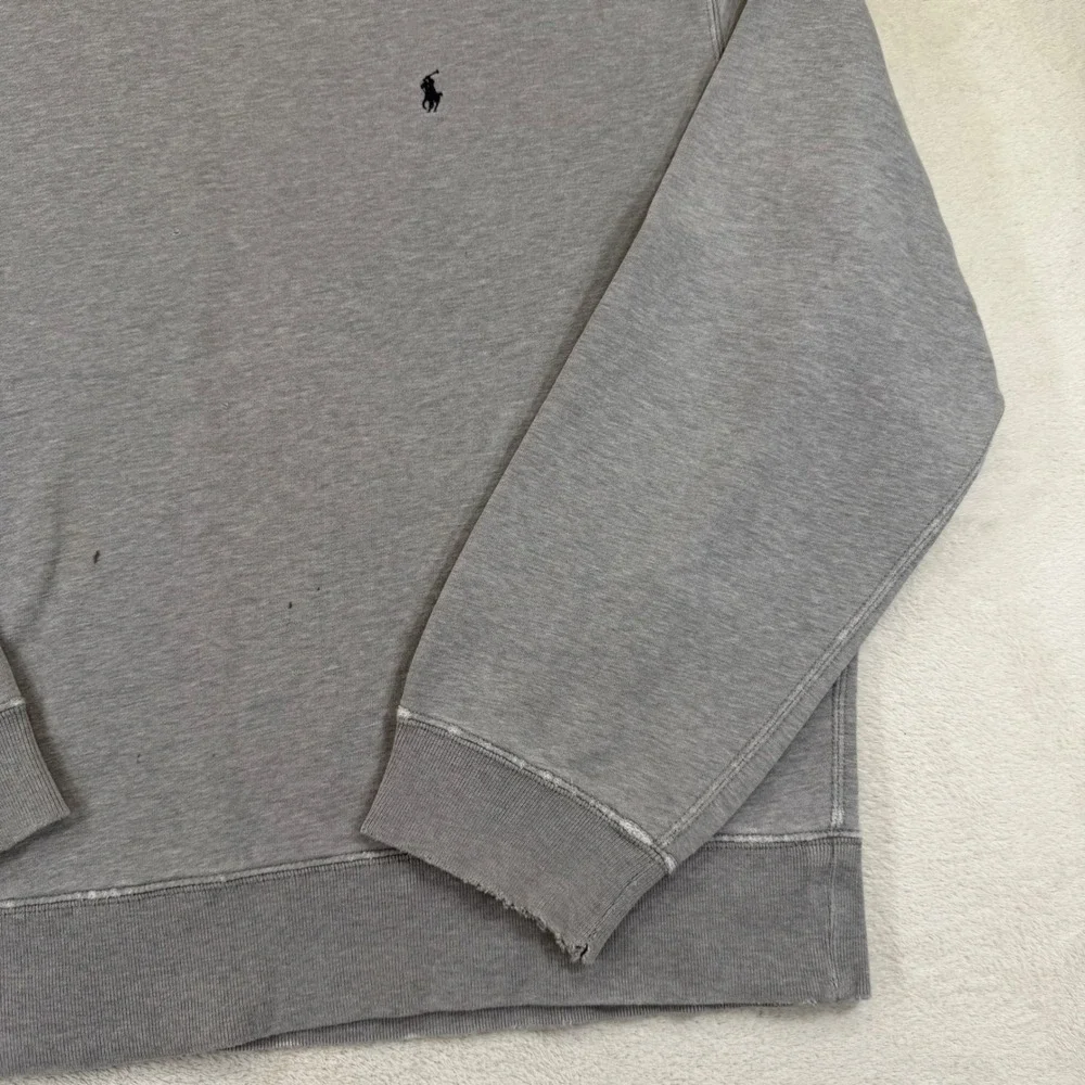 Vintage 90's Polo Ralph Lauren Gray Crewneck Sweatshirt XL Distressed Pony Logo